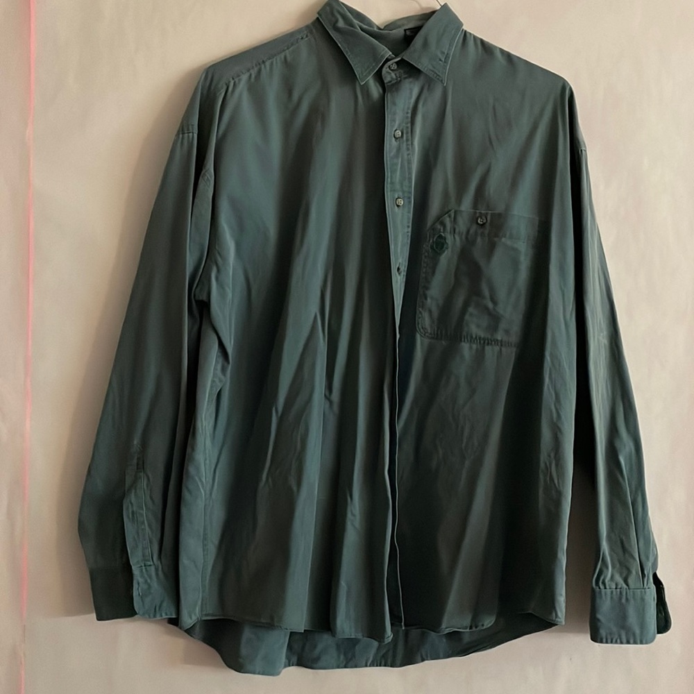 Salty Dog Gant Blue Long Sleeve Shirt Size Large but seems Loose Fit Almost XL